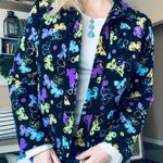 Vintage style Y2K colorful butterfly padded shoulder quilted embroidered jacket Black Size M Photo 1