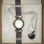 Cherokee New 2pc Silver Watch & Sparkling Locket Necklace Photo 2