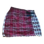 Source Unknown Y2K 28”  pleated plaid buckle mini skirt with a red white plaid pattern Photo 1