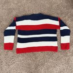 SheIn Women’s Crewneck Sweater - Navy, Red, and White Large Photo 4