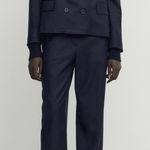 Massimo Dutti  Wool Flannel Pants Navy Blue Sz 10 Photo 0