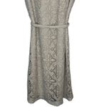 London Times Beige Crochet Lace Sleeveless Collared Dress Size 4 Belted Neutral Photo 6