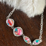 Pink spiny oyster sterling silver choker necklace Photo 0