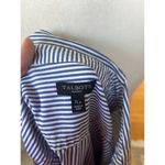 Talbots Blue & White Pin Stripe Rhinestone Bug & Flower Button Down Photo 2