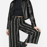 Disturbia Clandestine Goth Striped Linen Culottes Size 16 NWT Black Photo 0