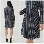 Untuckit Willow Black White Striped Mini Cotton Blend Shirtdress Size 2 Photo 2