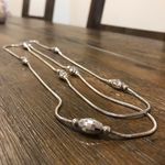 Sterling Silver Long Barrel Disco Ball Beaded Chain Necklace Photo 4