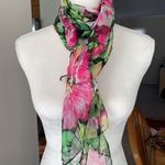 Women’s Floral Green & Pink Multicolored Scarf Photo 1