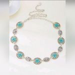 Turquoise Silver Color Vintage Carved Flower Style, Waist Chain Belt Photo 1