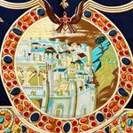 Vintage 100% Silk Romans Warrior Horses Rolled Hem Square Scarf 41”X41” Blue Photo 7