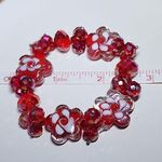 Artisan Red Flower Art Glass Stretch Bracelet Photo 7