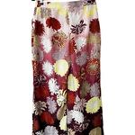 ZARA Satin Floral Wide Leg Brown Pink Pants Sz M Photo 3