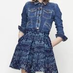 Maje  Blue Jeko Pleated Guipure Lace Mesh Skirt 2 Pockets Lined Back Zip Sz 1 XS Photo 0