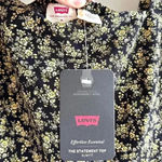 Levi's The Statement Top Slim Fit, Floral Print Puff Sleeve Top,Black/Yellow, M Photo 12