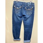 MEK Denim Oaxaca Jeans Womens 28/34 Dark Wash Embellished Pockets Cropped Blue Photo 2