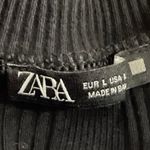 ZARA  Black Ribbed Knit Mock Neck Cap Sleeve Fitted Mini Sweater Dress Size L Photo 3