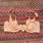 Felina RETRO  PEACH YELLOW EMBROIDERED FLOWER UNDERWIRE BRA Photo 1