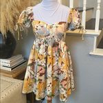 Abercrombie & Fitch  puff sleeve babydoll mini dress yellow floral SZ Petite XS Photo 3