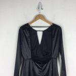 Lulus Turned Up Black Long Sleeve Open Back Satin Bodycon Mini Dress Large Photo 14