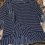 Navy and White Striped Ruffle shirt Blue Size L Photo 0