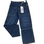 Celebrity Pink Women Blue Denim Jeans Size S Wide Leg Mid Rise Zip Closure Gardener Jeans Photo 0