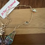 Betsey Johnson NEW  Pave Green Turquoise Lavender Crystal Gold Butterfly Pendant Photo 3