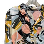 Calia by Carrie Underwood Multi Palm Print Button Down Cover Up Size Small Black Photo 3