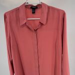 EXPRESS Portofino Coral Blouse L hidden buttons silky career office professional Photo 2