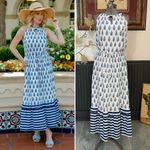 Cabana Life Delray Coverluxe‎ Pockets Tie Waist Maxi Dress Blue Sz Large 💚🎀 Photo 1