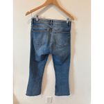 ZARA High Rise Cropped Flare Jeans Distressed Raw Hem Blue Denim Size US 8 Photo 2