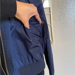 Free People  Midnight Bomber Jacket Full Zip Sateen Navy Blue size Small Photo 3