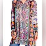 Johnny Was Nwot  M silk long tunic dress boho printed button up spring Photo 0