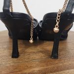 Nanette Lepore Winsky Black Mesh Sandals Gold Chain 7 Black Open-Toe Mesh Shoes Photo 4