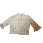Kate & Mallory Beige Jacket Womens Medium Ruffle Sleeve Zip Up Collared Photo 5