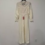 Ivy City Co Colette Cream Long Sleeve High Neck Lace Jumpsuit XXS White Photo 1