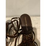 Tamara Mellon Shoes Womens Size 41 Animal Print Strappy Block Heel Sandals Italy Brown Photo 3