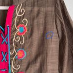 Vintage boho embroidered beach cover up Brown Size M Photo 2