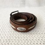 Tony Lama Brown Leather Vintage Western Native Embroidered Concho Belt 40 7699L Photo 3