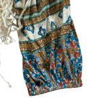 Free People  Macra Maze Me Ivory Combo Tassel Fringe long sleeve lace Top Size M Photo 9