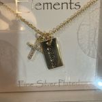 Element Gold Necklace with Silver Cross and Believe Tag Photo 1