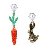 Betsey Johnson  Bunny Carrot Non-Matching Earrings Easter Egg Hunt Photo 0