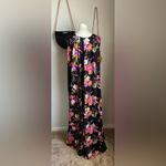 Vintage Jenni Of San Francisco Floral Botanical Maxi Dress with Cape, Size 15/16 Black Photo 9
