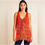 Johnny Was  Orange Embroidered Crochet Lace Tunic Top Size S Boho V Neck Light Photo 6