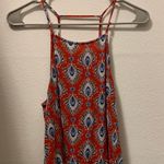 Forever 21 Red Feather Print High Neck Tank Crop Top Photo 0