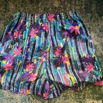 Vintage 90s Bike tropical floral striped nylon athletic shorts, size large Blue Photo 6