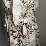 Anthropologie Daniel Rainn Surplice Chiffon Boho Feather Print Above The Knee Shirt Dress Photo 7