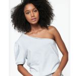 Cami NYC Beck Top, Glacier Blue, 100% Cotton, One Shoulder Puff Sleeve Photo 0
