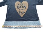 Anthropologie Maeve C’est Bon blue Wool heart Graphic sweater Paris French XS Photo 12