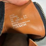 Coach EUC  Moto Bootie Tea Rose Block Heel Black Leather Suede Women's 5 Photo 9