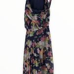 ASOS Curve Pleated High Neck Halter Midi Dress sz 14 Navy Summer Floral Print Blue Photo 8